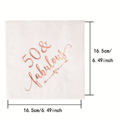 50 & Fabulous Napkins for Women's 50th Birthday Party - 20pcs 2 Ply