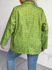 Leopard Print Long Sleeve Lapel Collar Blazer