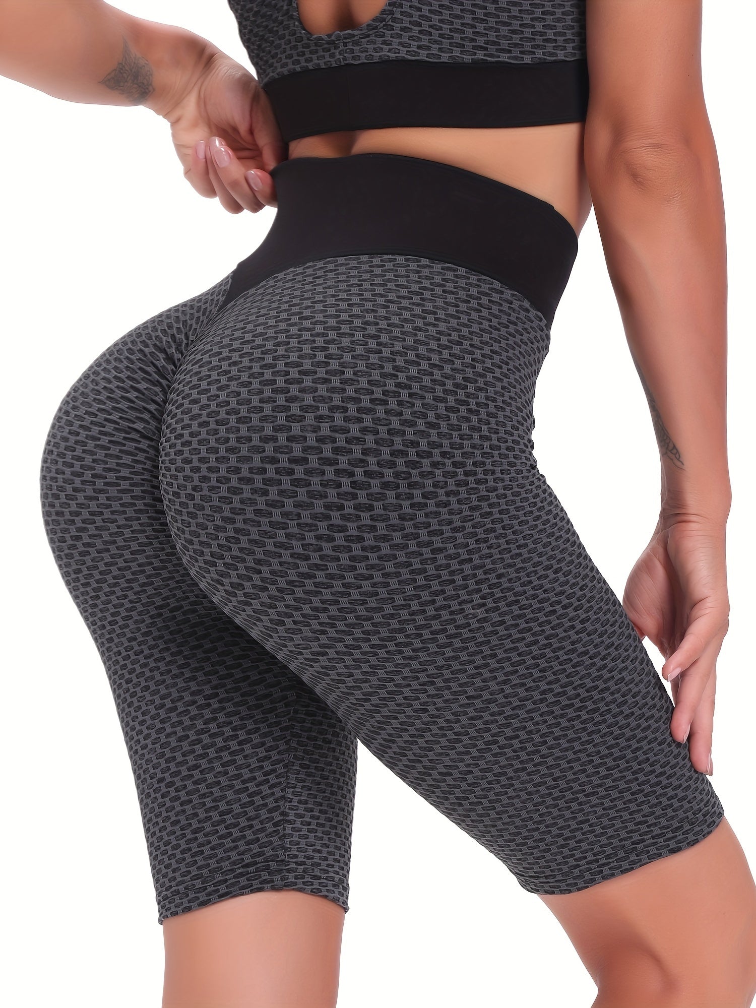 Bubble Jacquard Shorts High Waist Butt Lifting Yoga Shorts