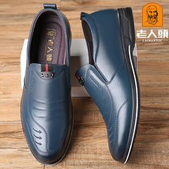 LAORENTOU Men's Leather Oxford Shoes Slip On Dress Shoes For Wedding Business