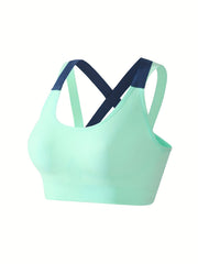 3pcs Criss Cross Sports Bras Colorblock Running Workout Bra Lingerie