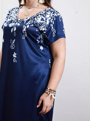 Dress Women's Plus Floral Print V Neck Knee Length Dress
