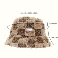 Soft Plush Winter Bucket Hat Women Faux Fur Windproof Cap