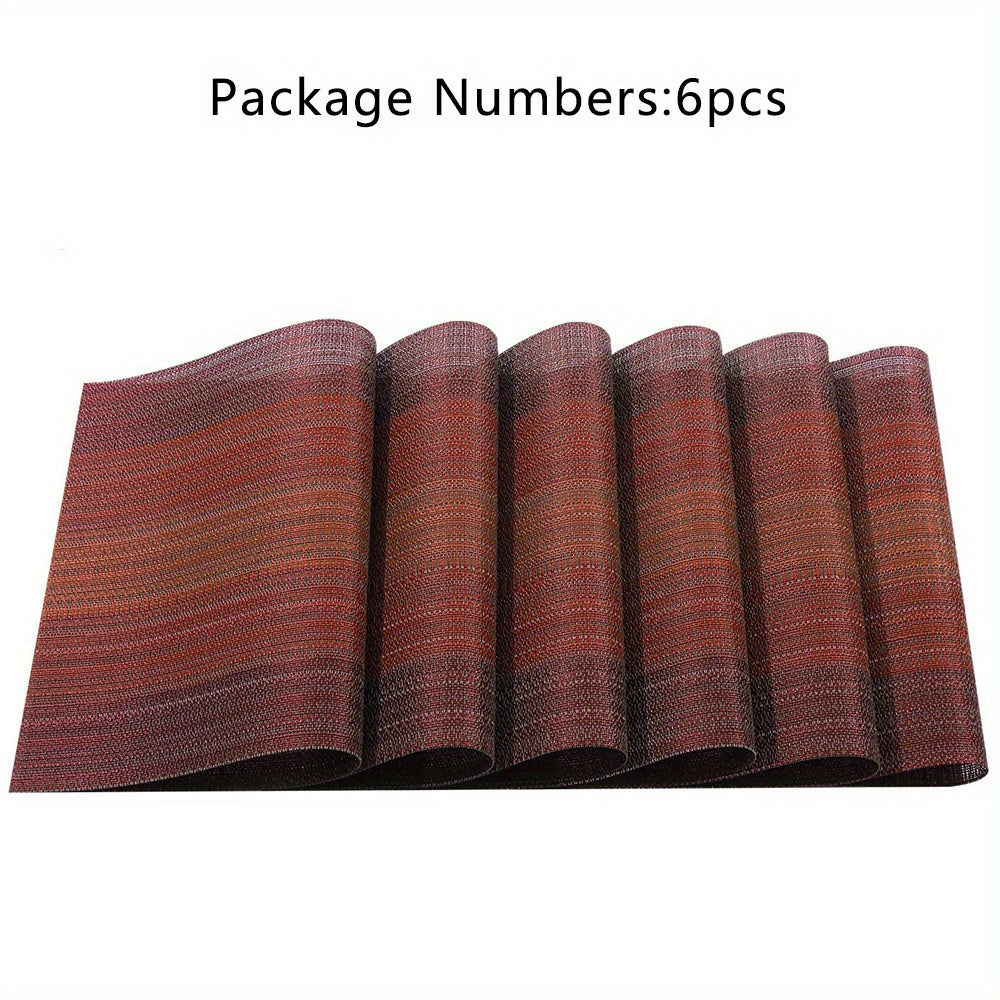 6pcs Plastic Placemats Lake Woven Rectangle Insulated Mat