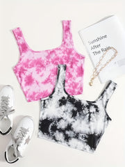 2pcs Tie Dye Tank Top Comfy Sports Top Women's Lingerie & Underwear