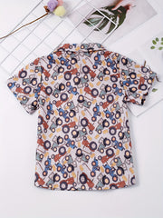 Boys Tractor Short Sleeves Button Down Shirt Tops Casual