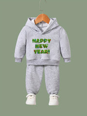 OERYUI Happy Year Hooded Pullover Pants Set for Boys & Girls