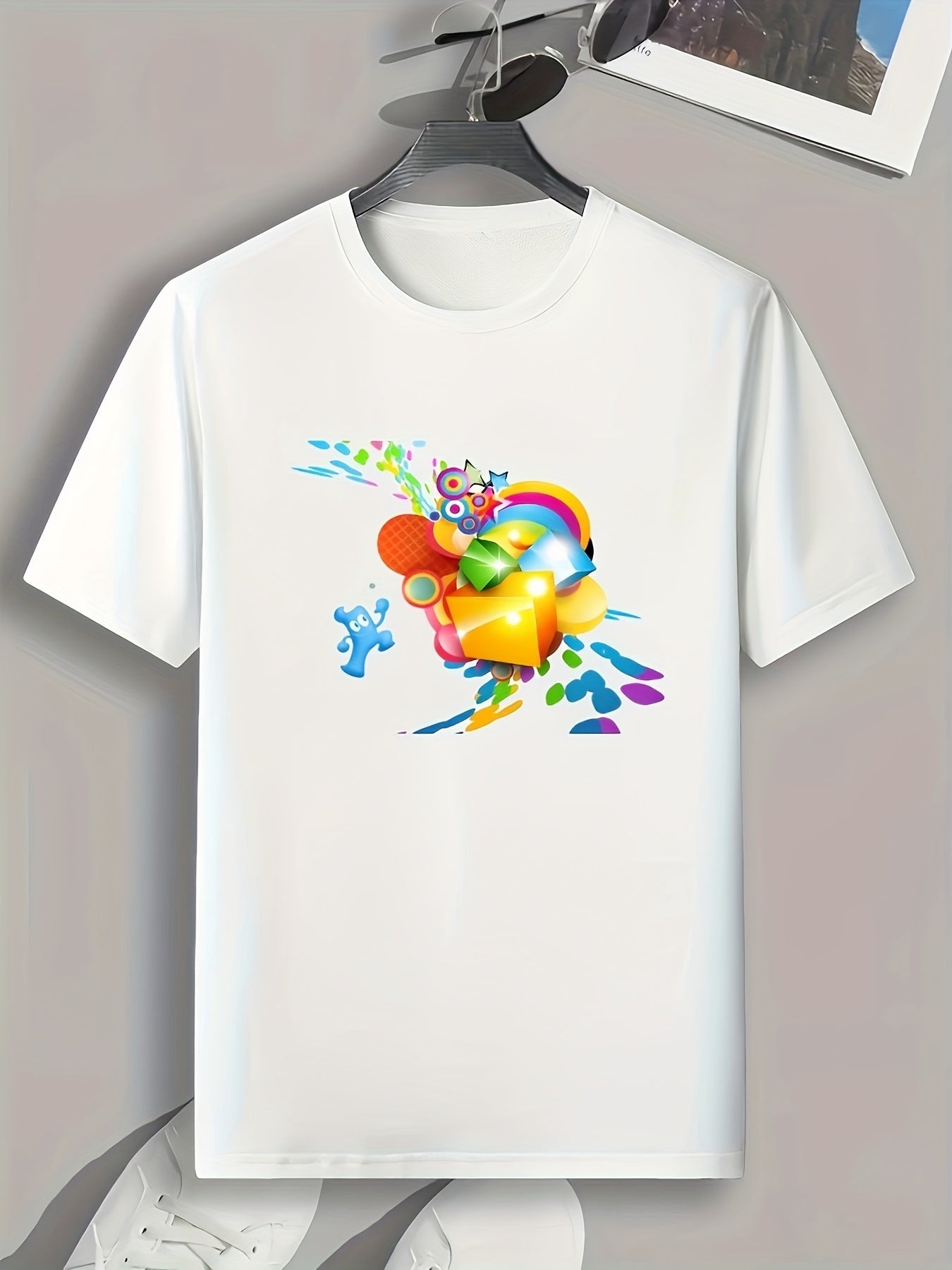 Cartoon Pattern Print Men's Sports T-shirt - Outdoor Fitness Clothing