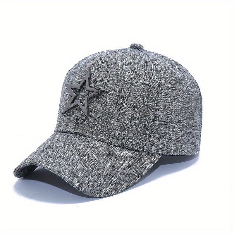 Iron Label Pentagram Baseball Cap Solid Hip Hop Sun Hat Unisex Dad Hats