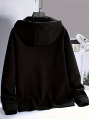 Hooded Drawstring Jacket with Zipper Pocket