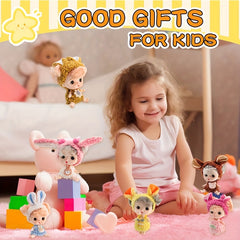 6pcs Fairy Princess Doll Set with Pajamas 3 inch Animal Doll