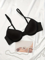 2pcs Solid T Shirt Bras Comfy & Breathable Push Up Bra Women's Lingerie