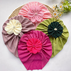 Soft Elastic Flower Baby Hat For Girl