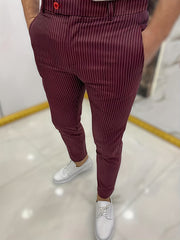 Men's Striped Slim Fit Suit Pants