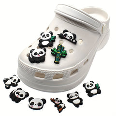 10Pcs Panda Shoe Charms for Clogs Jigs Slides Sandals PVC Shoe Decorations