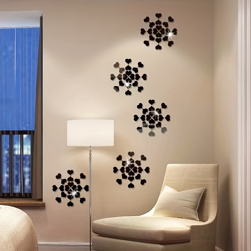 10pcs Heart Mirror Wall Decal - 3D Acrylic Heart Mirrors Wall Decor
