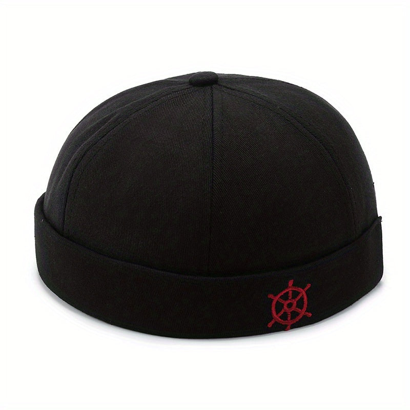 Rudder Embroidery Docker Cap Unisex Beanie Solid Skull Hat Casual Lightweight