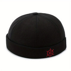 Rudder Embroidery Docker Cap Unisex Beanie Solid Skull Hat Casual Lightweight