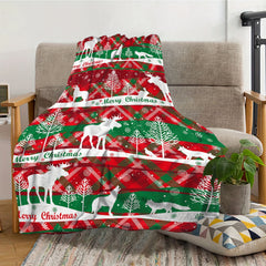 Christmas Reindeer Print Flannel Blanket Soft Warm Lightweight Blanket