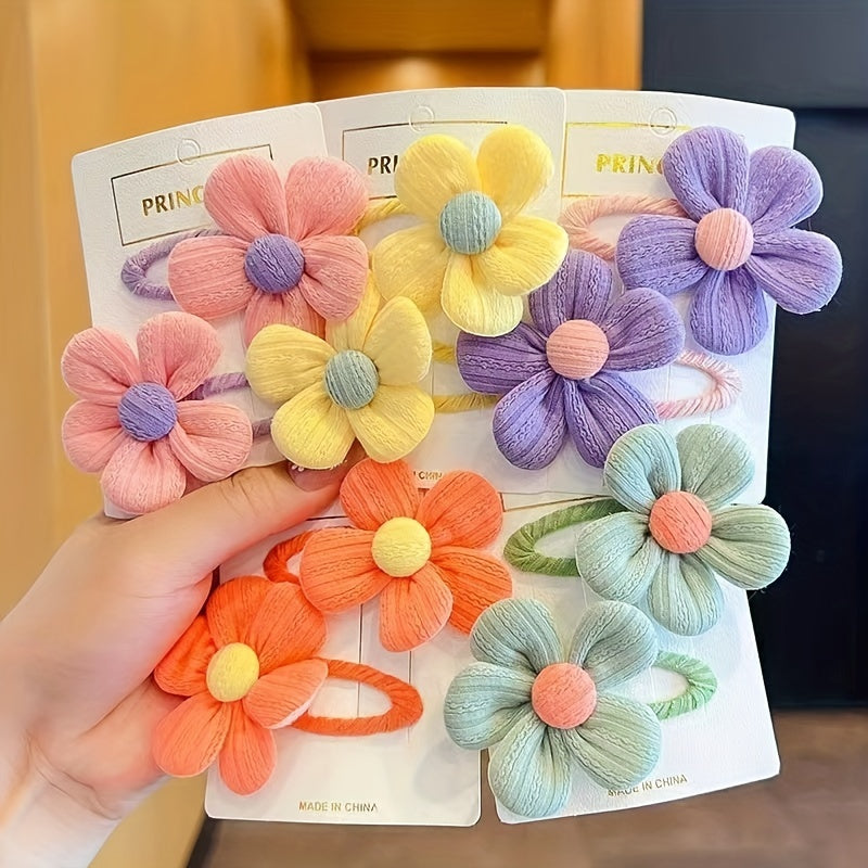 2pcs Girls Fabric Flower Hair Clips Kids Hair Accessories