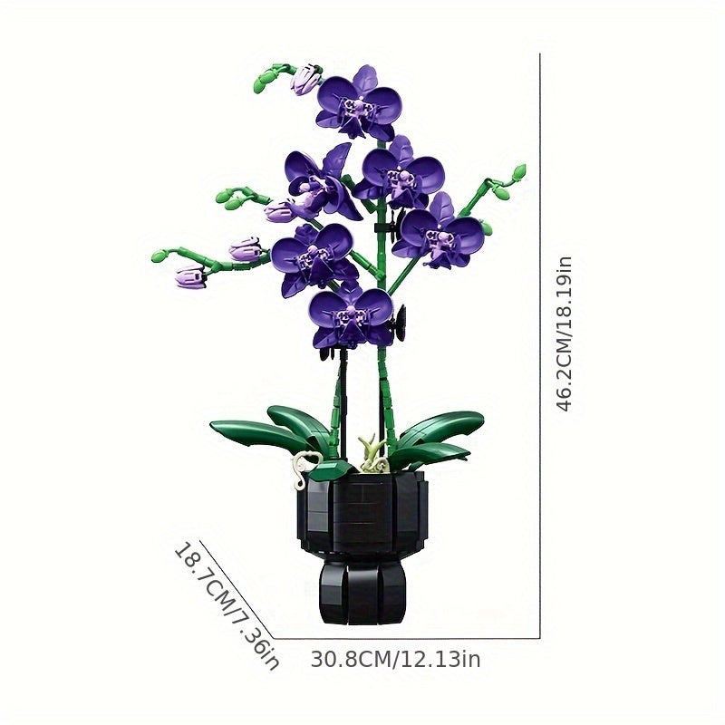 QIGU Building Blocks Bouquet Purple Orchid Floral Arrangement