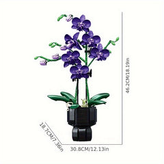 QIGU Building Blocks Bouquet Purple Orchid Floral Arrangement