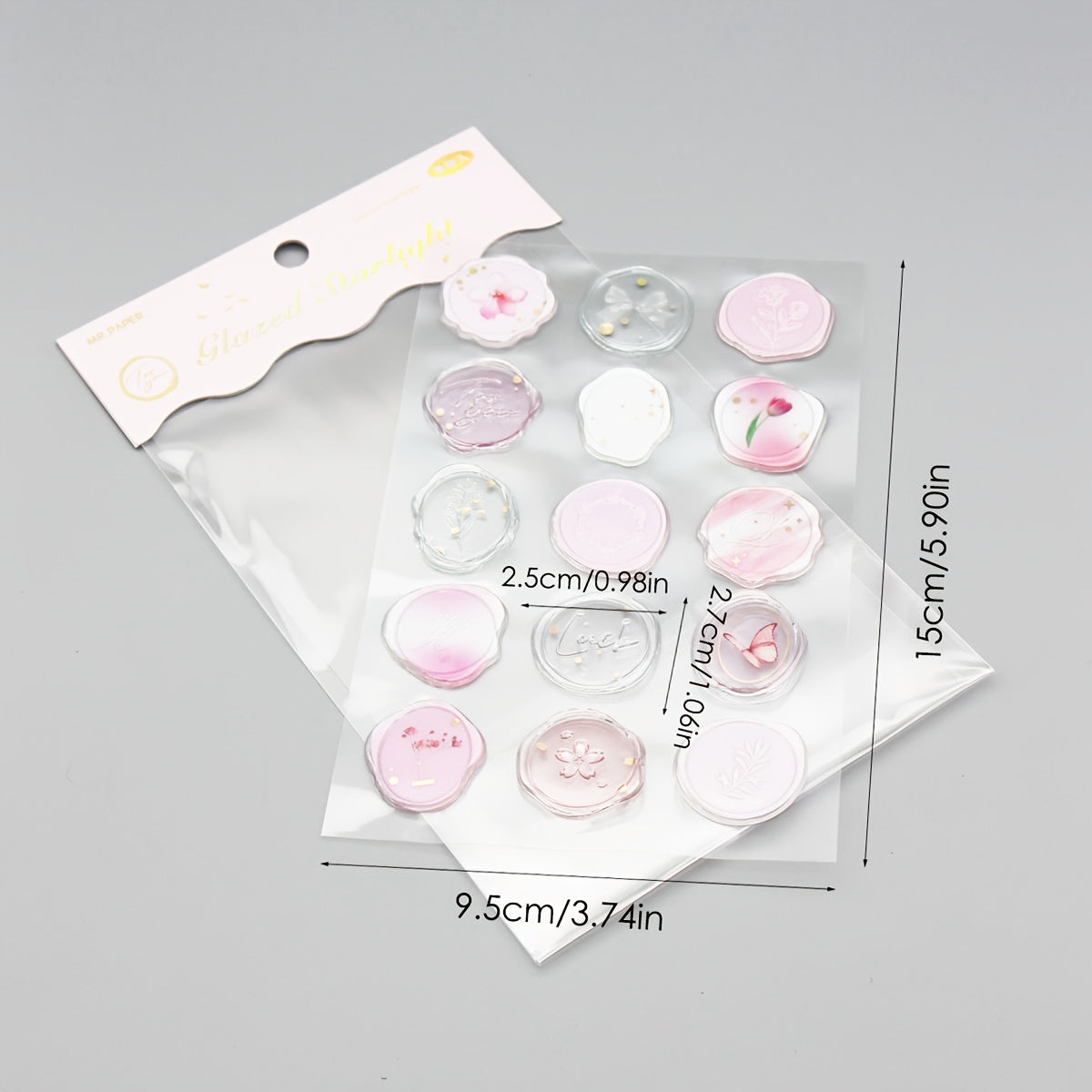 DIY Butterfly Flower Lacquer Drop Glue Stamp Stickers 15pcs