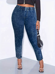 High Waist Slim Fit Washed Jeans