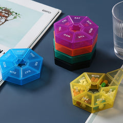 Rainbow Pill Box 7 Compartment Thickened Pill Organizer for Travel