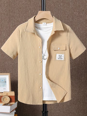 Boys Letter Graphic Print Casual Shirt