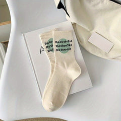 Comfy Letter Print Sports Socks for Women