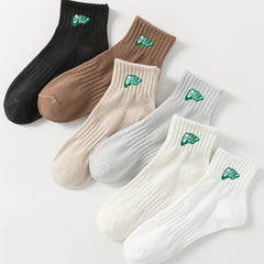 6 Pairs Letter Print Socks Women's Stockings & Hosiery