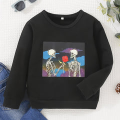 Halloween Skull Print Baby Boys Sports Sweatshirt