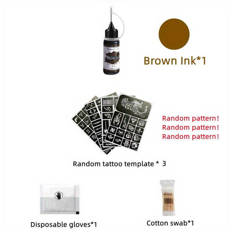 10ml Tattoo Ink 6 Tattoo Templates Waterproof Tattoo Paste Set