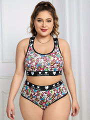 Floral Print Crisscross Back Bra & Panty Set