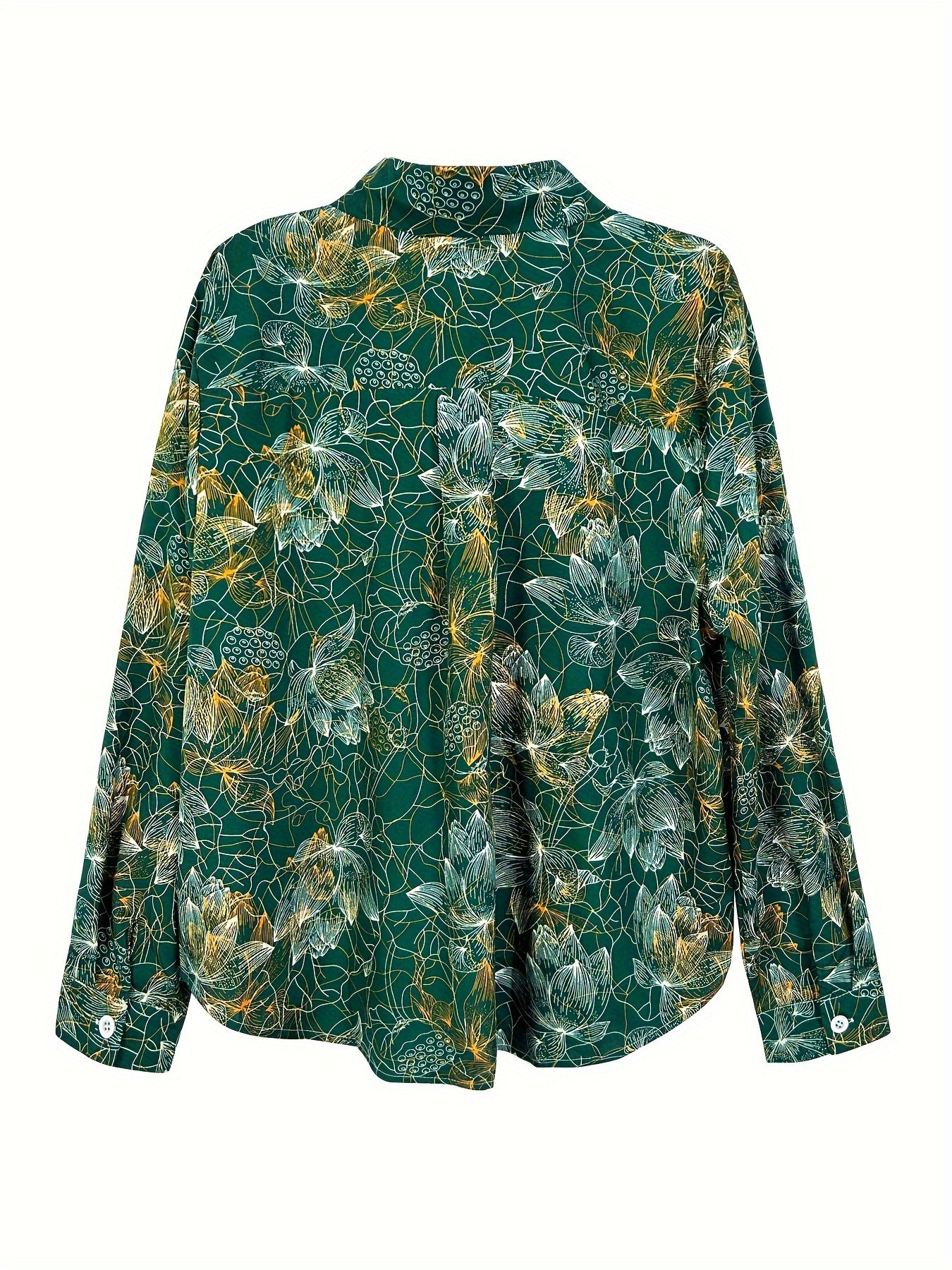 Floral Print Long Sleeve Button Up Shirt Top