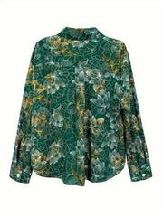 Floral Print Long Sleeve Button Up Shirt Top