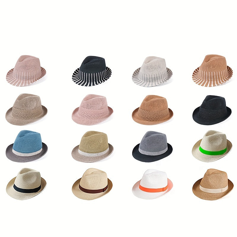 Stylish Women Fedora Cap Breathable Jazz Trilby Hat Beach Sun Hat