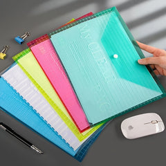 10pcs A4 Transparent Plastic Envelope Document Bag with Snap Buttons