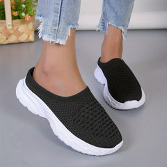 Women's Comfy Sock Sneakers Breathable Slip On Mules Casual Flat Shoes