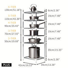 Multifunctional Metal Storage Shelf for Floor Cooker and Tableware