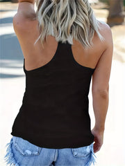 Letter Print Crew Neck Tank Top Sleeveless Summer Women's Top