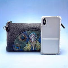 Vintage Floral Leather Lady Clutch Bag Handbag