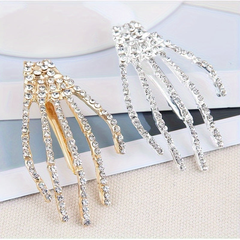 Halloween Hand Skeleton Hairpin Rhinestone Hair Clip