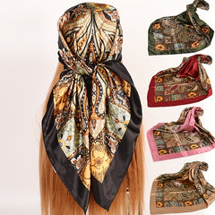 Vintage Print Square Scarves for Women