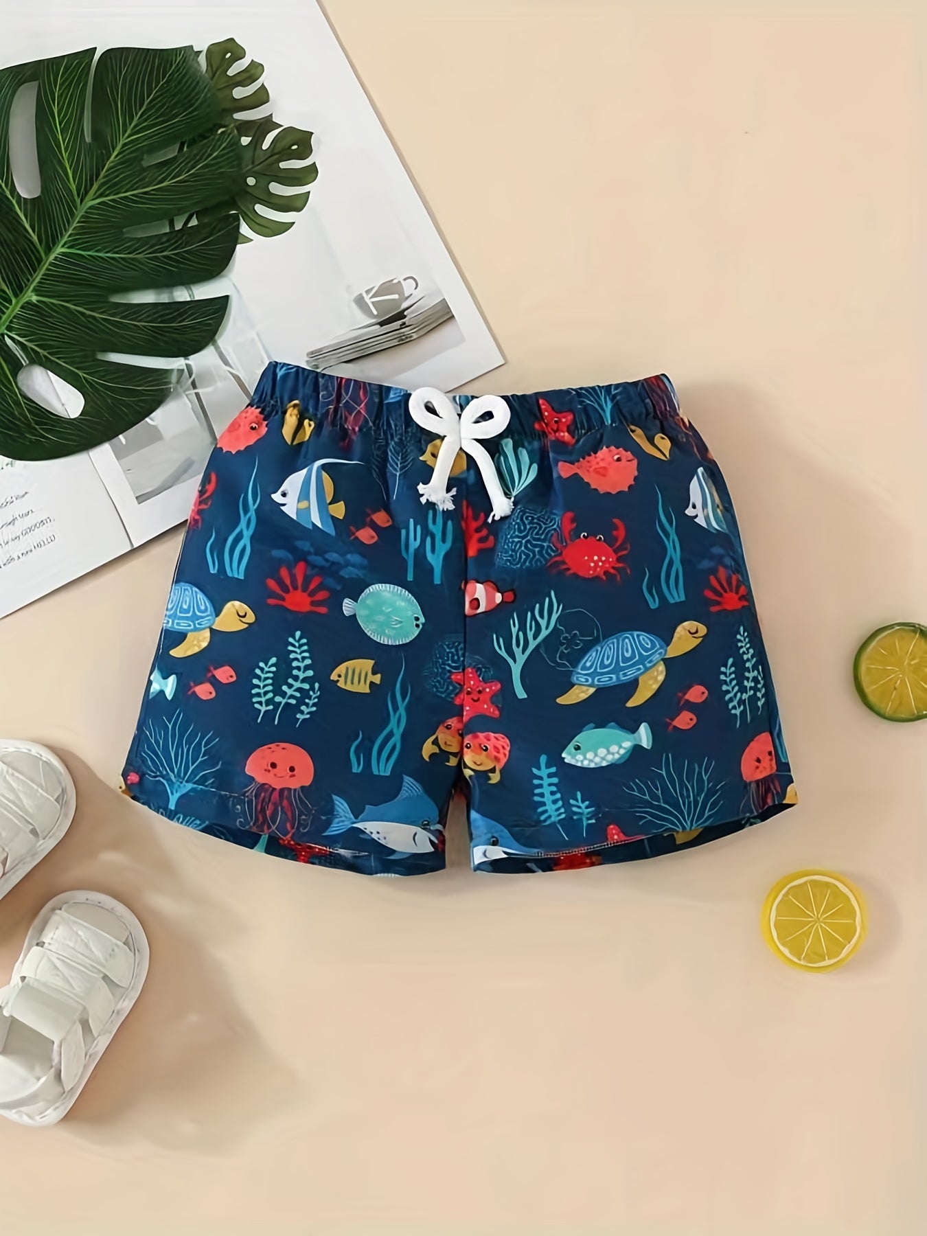 Baby Boys Cartoon Print Beach Shorts for Summer