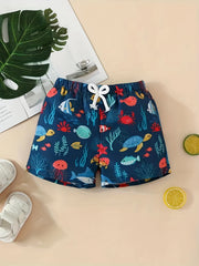 Baby Boys Cartoon Print Beach Shorts for Summer
