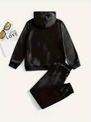 3D Wolf Graphic Hooded Sweatshirt Jogger Pants Set