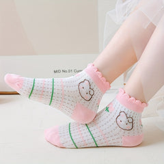 5 Pairs Kids Thin Lace Socks for Spring & Summer