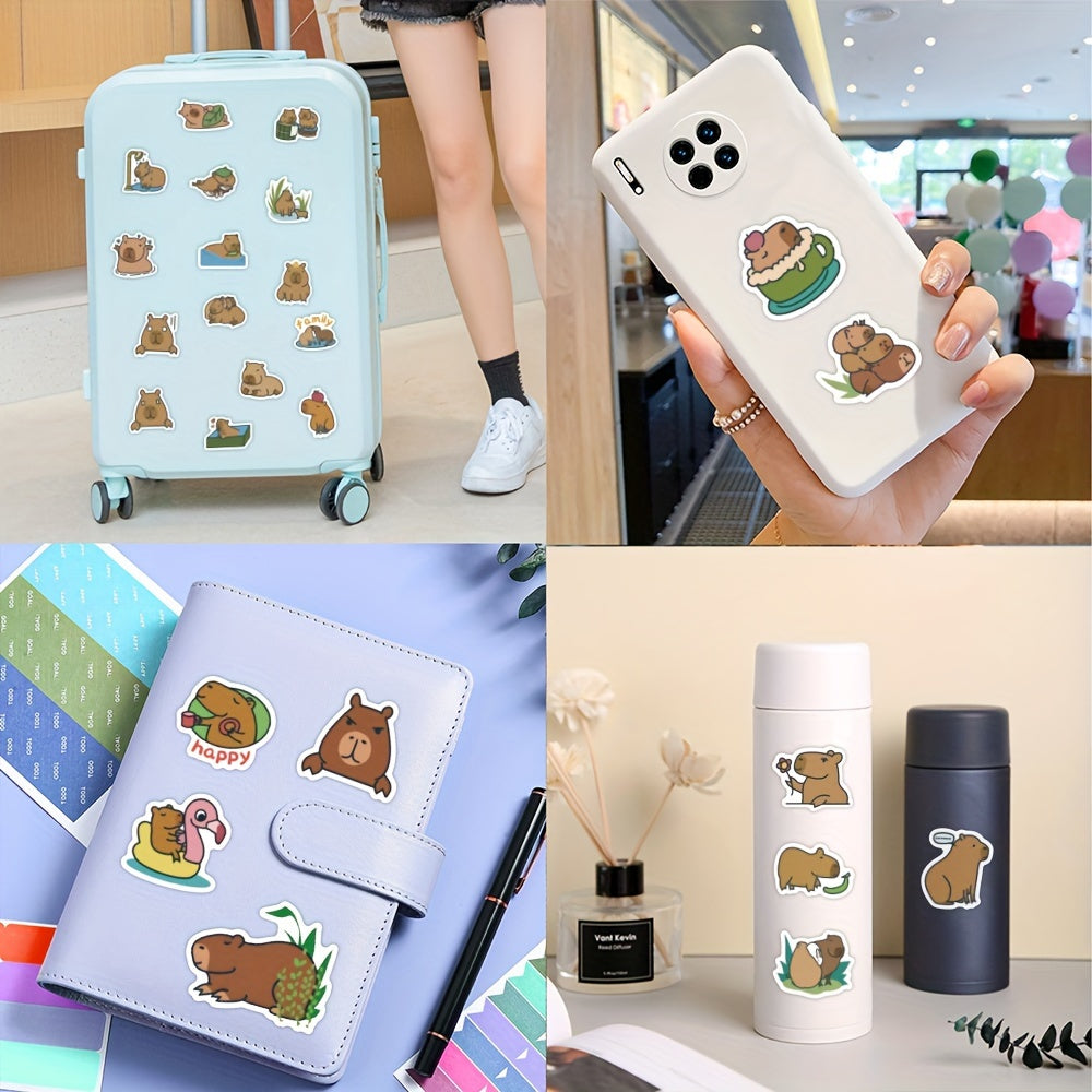 50 Funny Capybara Vinyl Waterproof Stickers for Laptop Phone Skateboard